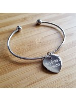 Bracelet demi jonc et coeur à graver en acier