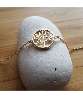 Bracelet ou collier arbre de vie plaqué or