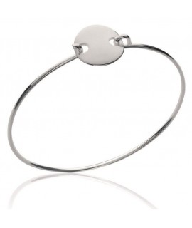 Bracelet rigide médaille gravée argent