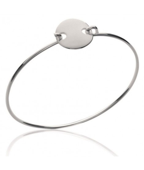 Bracelet rigide médaille gravée argent