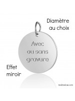 Pendentif médaille ronde • acier • diamètre au choix • avec ou sans gravure