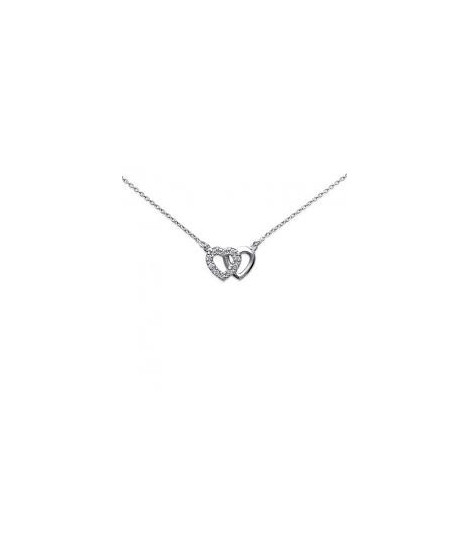 Collier 2 Coeur Argent Zirconium