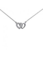 Collier 2 Coeur Argent Zirconium