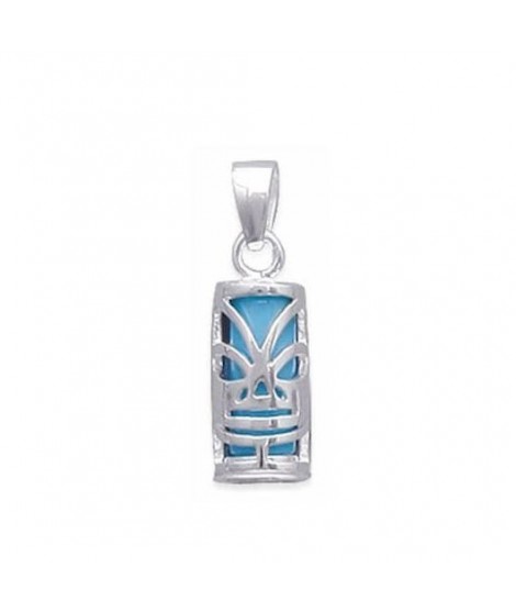 Pendentif Tiki bleu • argent