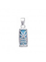 Pendentif Tiki bleu • argent