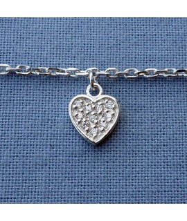 Bracelet de cheville coeur argent