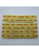 Étiquettes tissées à coudre • Fond jaune / Texte rouge • Marquage vêtement nom prénom • bracelets message