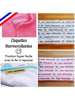 Étiquettes tissées thermocollantes • Marquage vêtement textile nom prénom