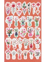 Planche d'autocollants bouquets de fleurs fond orange