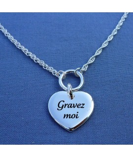 Collier Pénélope Coeur Argent Gravé