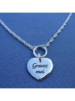 Collier Pénélope Coeur Argent Gravé